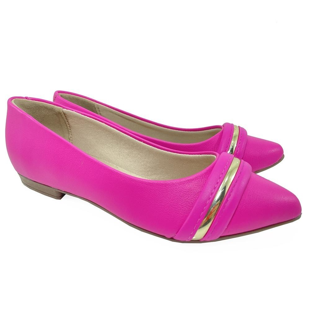 Sapatilha Beira Rio Bico Fino Detalhe Metalizado – Pink