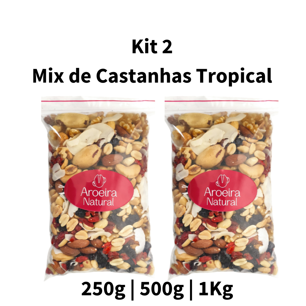 KIT 2 Mix de Castanhas TROPICAL – Castanha do Pará, Amendoa Crua, Nozes Quartz, Castanha de Caju sem