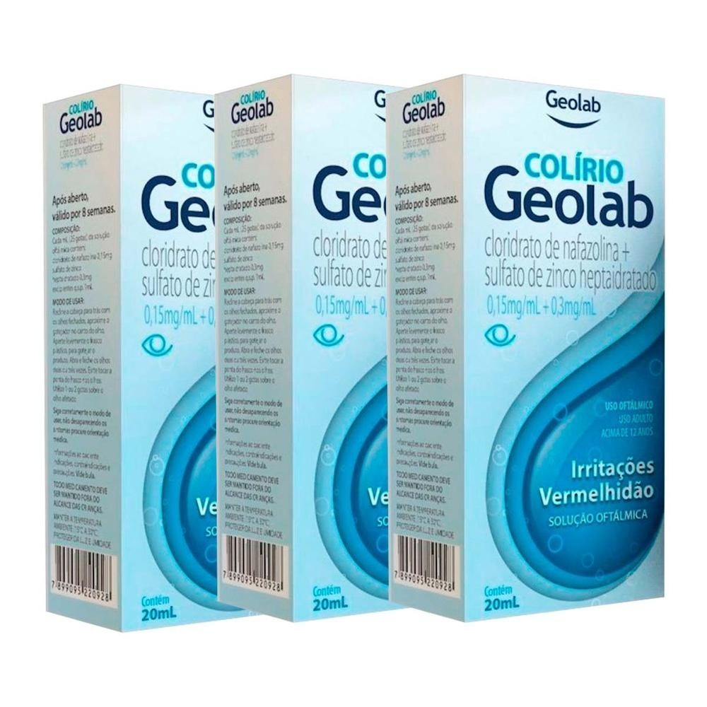 Kit Colírio Geolab 20ml Irritações Vermelhidão Solução Oftálmica