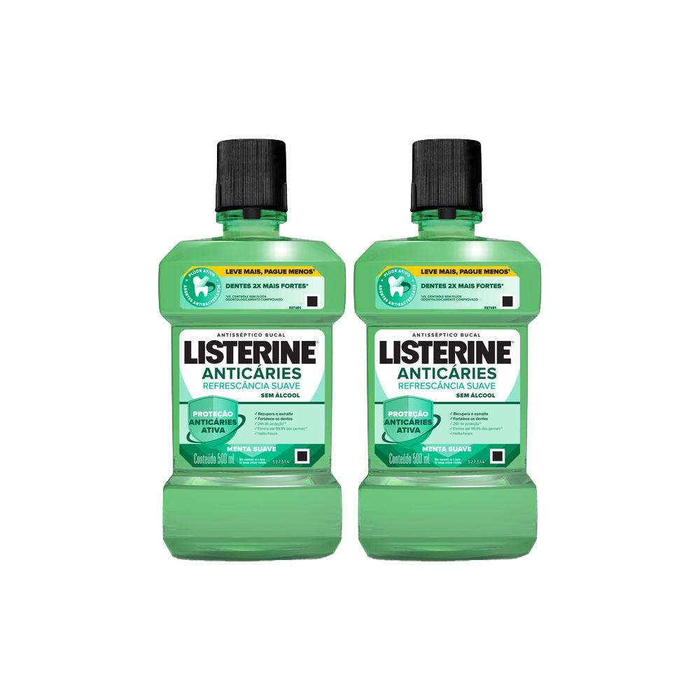 Kit 2 Antisséptico Bucal Listerine Anticáries Zero 500ml