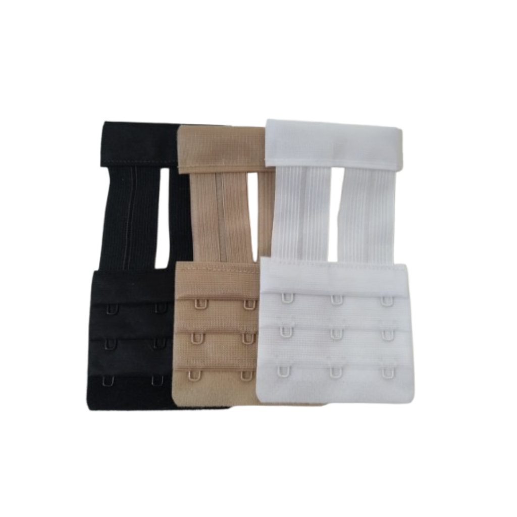 Kit de Extensor Elástico de Soutien 10 X 5,5 CM 3 Regulagens e 3 Ganchos Bege/Preto/Branco