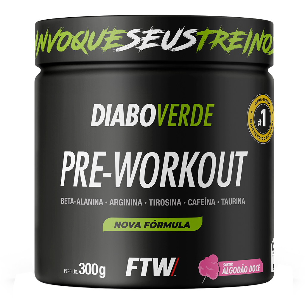 FTW Diabo Verde Pré-Treino #Pre-Workout 300g Energia Força e Foco com Cafeína, Beta-Alanina Sabores