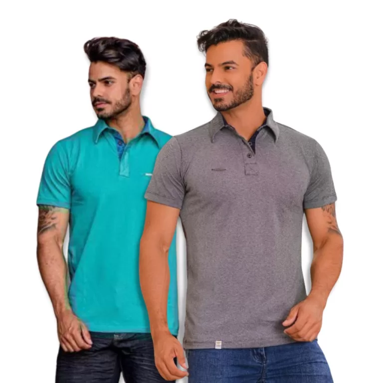 Camisa Polo Masculina Manga Curta Slim Blusa Algod