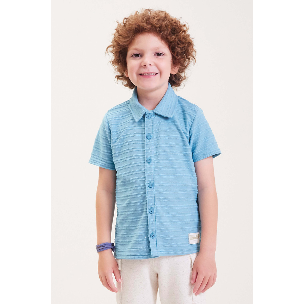 Camisa Infantil Menino Textura Elian Azul