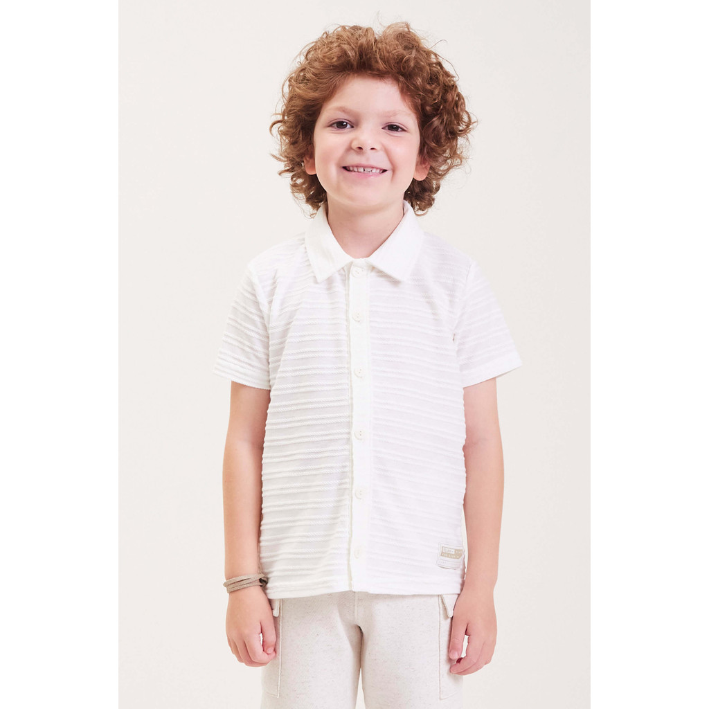 Camisa Infantil Menino Textura Elian Bege