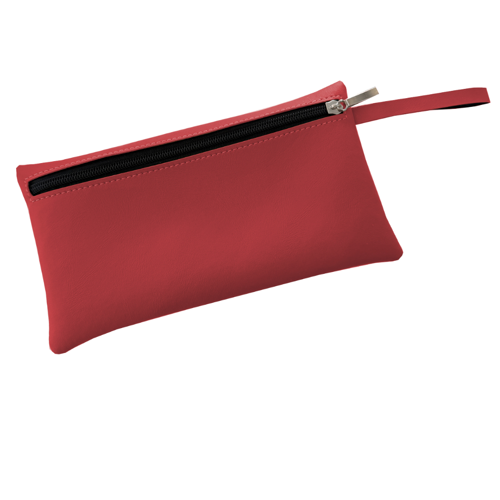 Bolsa Nécessaire de Mão Organizadora em Couro Sintético Vermelho