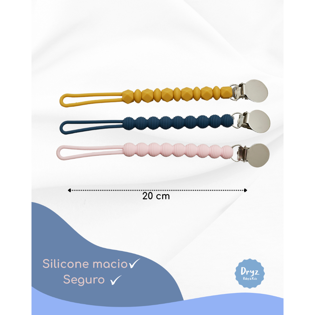 Alça Silicone Dupla Antiqueda Dryz  Chupeta, Copo, Brinquedo, Mamadeira
