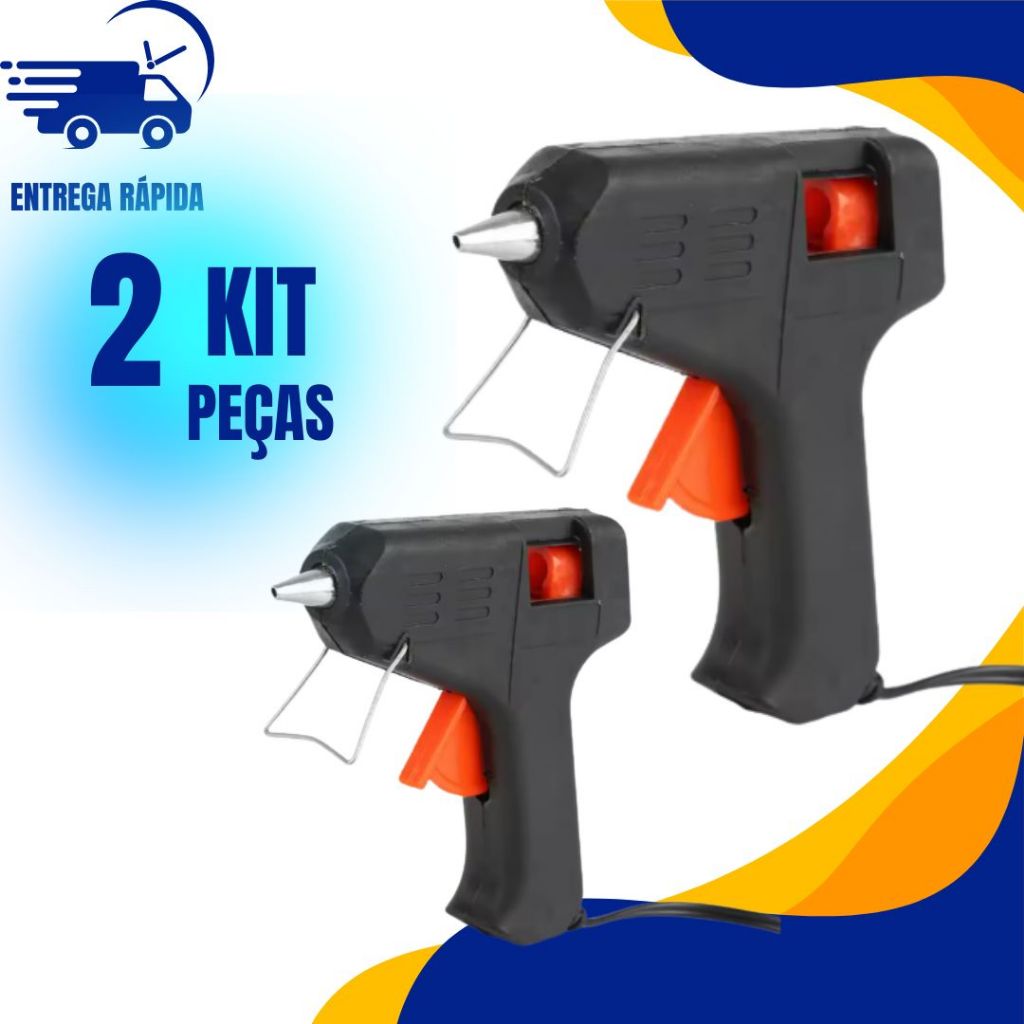 2 Pistola De Cola Quente Bivolt 20w + 2 Bastões De Cola Revolver (110v e 220v) Profissional