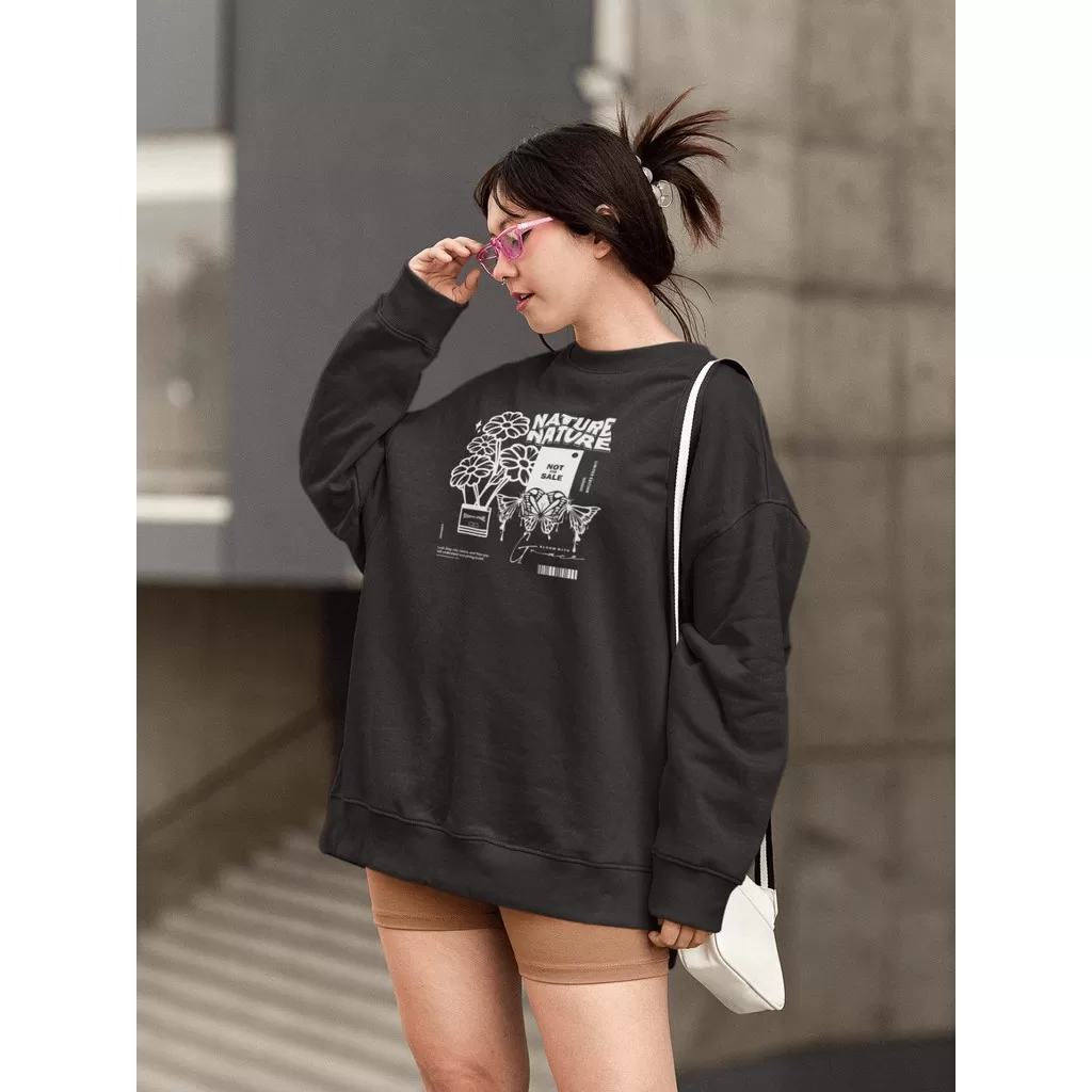 Moletom Blusa de Frio Básico Estiloso Feminino Estampado Gola Redonda Confortável 100% Algodão – But