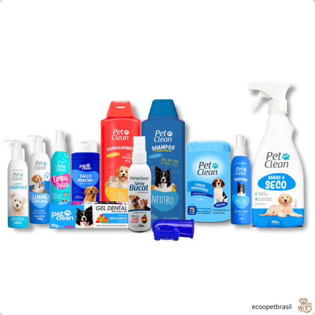 Kit Banho e Higiene Completo para Cachorro Cães e Gato Macho Cuidados com o Pelo e Saúde Bucal – Pet