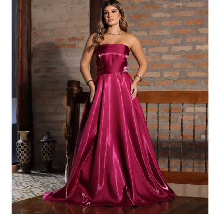 Vestido Longo de Festa Organza Tomara Que Caia Tir