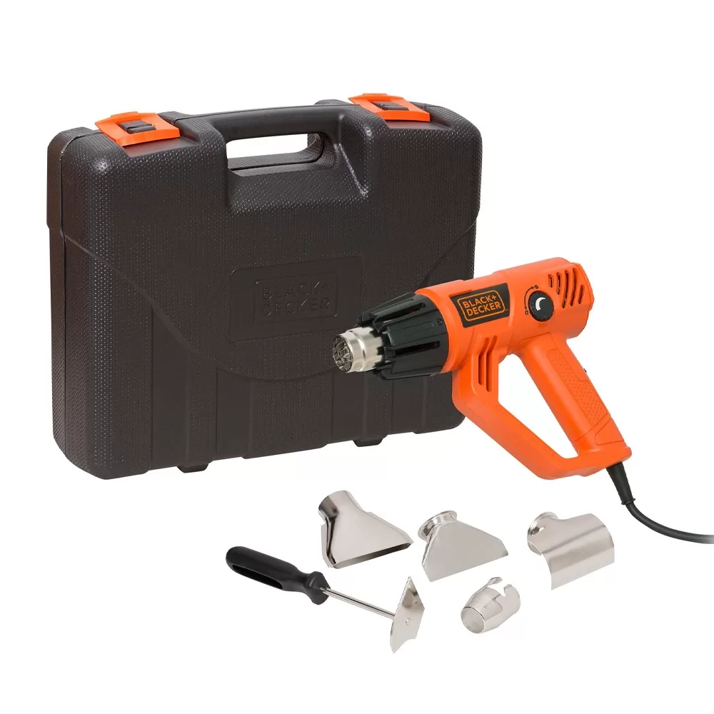 Soprador Termico 1800w Black+Decker Cabo HG2000K Maleta Bocal Pistola Ar Quente Ajuste Temperatura 5