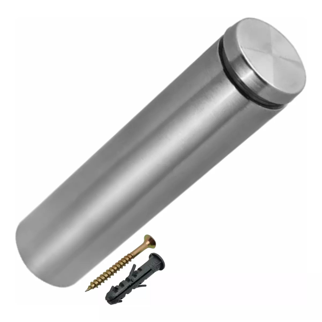 Prolongador Espaçador Para Vidro 10cm Inox 1unid. Com Parafuso e Bucha
