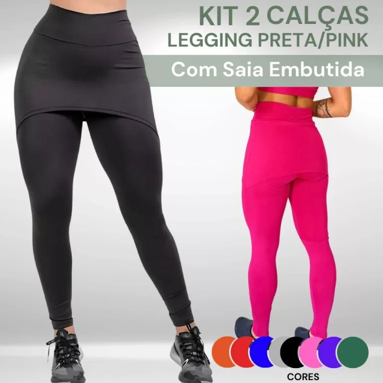 Kit 2 Calça Legging Fitness Tapa Bumbum Com Saia 