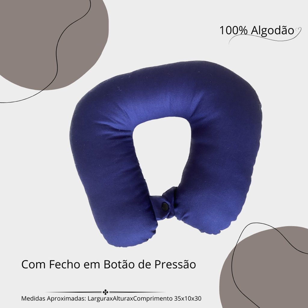 Travesseiro/Almofada Pescoço com Fecho em Botão – Viagem – Adulto e Infantil
