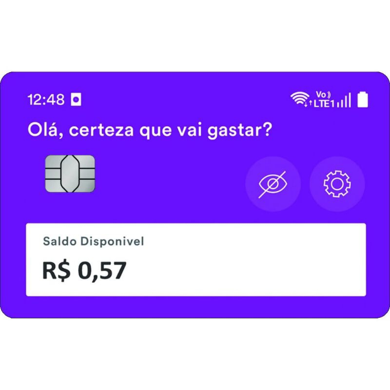 adesivo de cartão crédito débito NuBank roxinho certeza que vai gastar saldo negativo