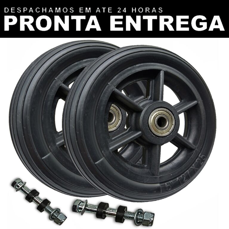 Roda Dianteira Aro 5 Maciça Preta Para Cadeira De