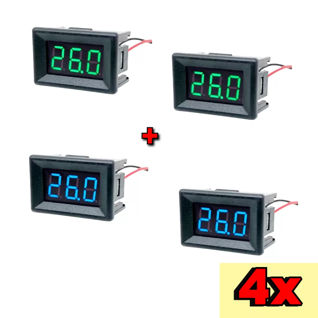 Kit 4 Voltimetro Digital 0.36 2 fios medidor de voltagem