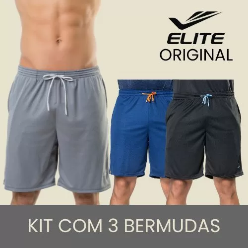 Kit 3 Bermudas Masculino Adulto Academia Short Plu