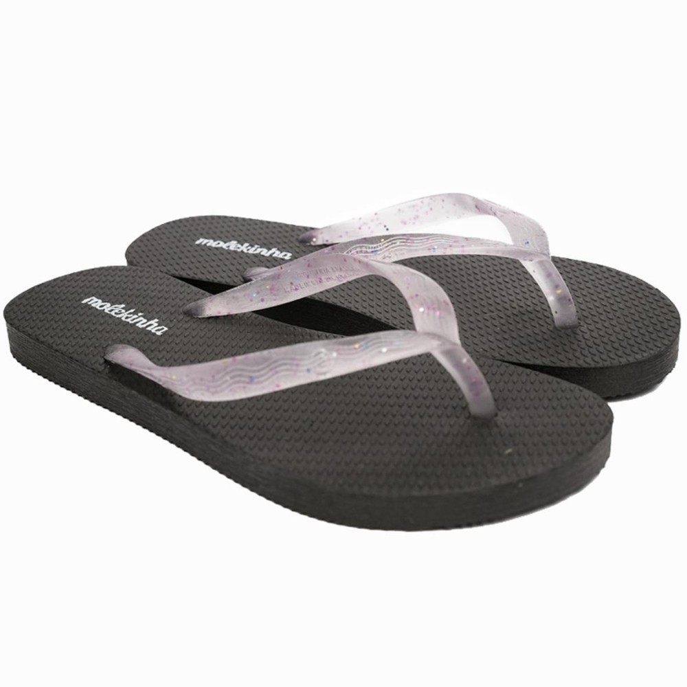 Chinelo Infantil Molekinha Glitter Tira Pronta Menina – Preto