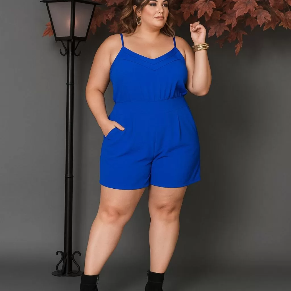 Macaquinho Feminino Plus Size Alça Com Regulador  Leve Confortável Sem Transparência Tamanho Grande