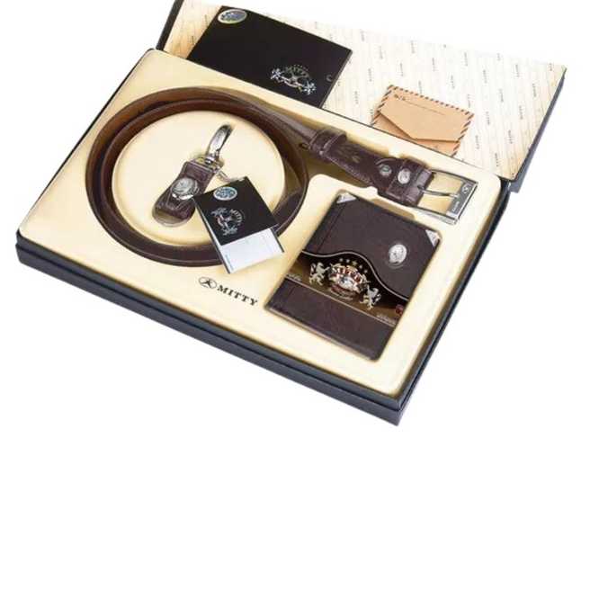 Kit Carteira Masculina + Cinto + Chaveiro Couro M1