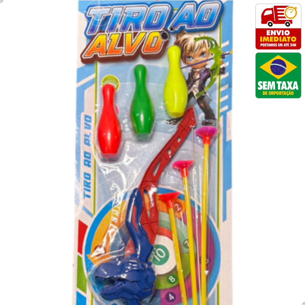 Brinquedo Arco e Flecha Tiro ao Alvo Jogo 3 Flechas Com Ventosa e 3 Pinos Plastico DTY-1082
