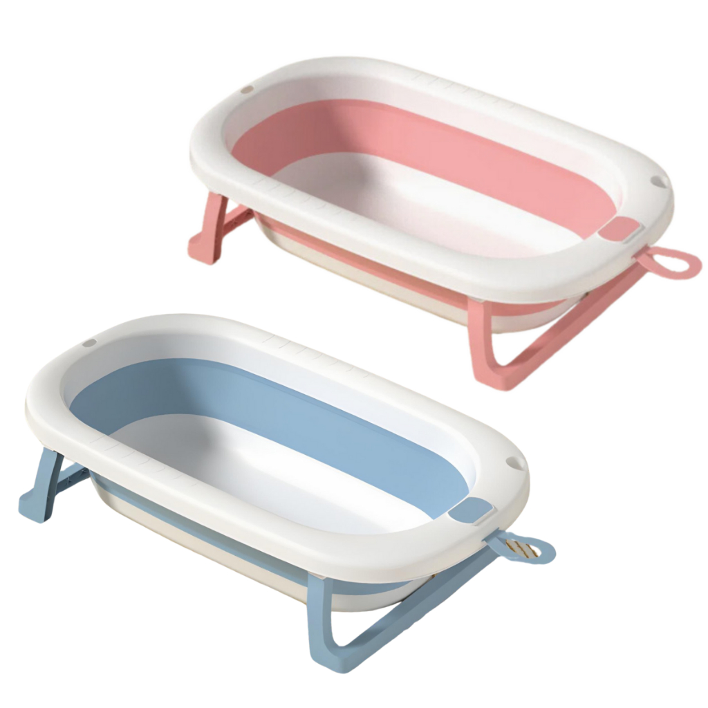 Banheira Infantil Portátil com Suporte Dobrável de Bebê Menina Menino – Banheira Grande Para Bebê