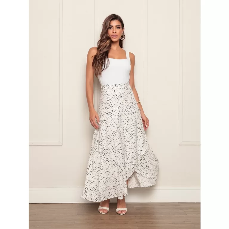 Saia Envelope Feminina Poa com bolinhas Moda Crist