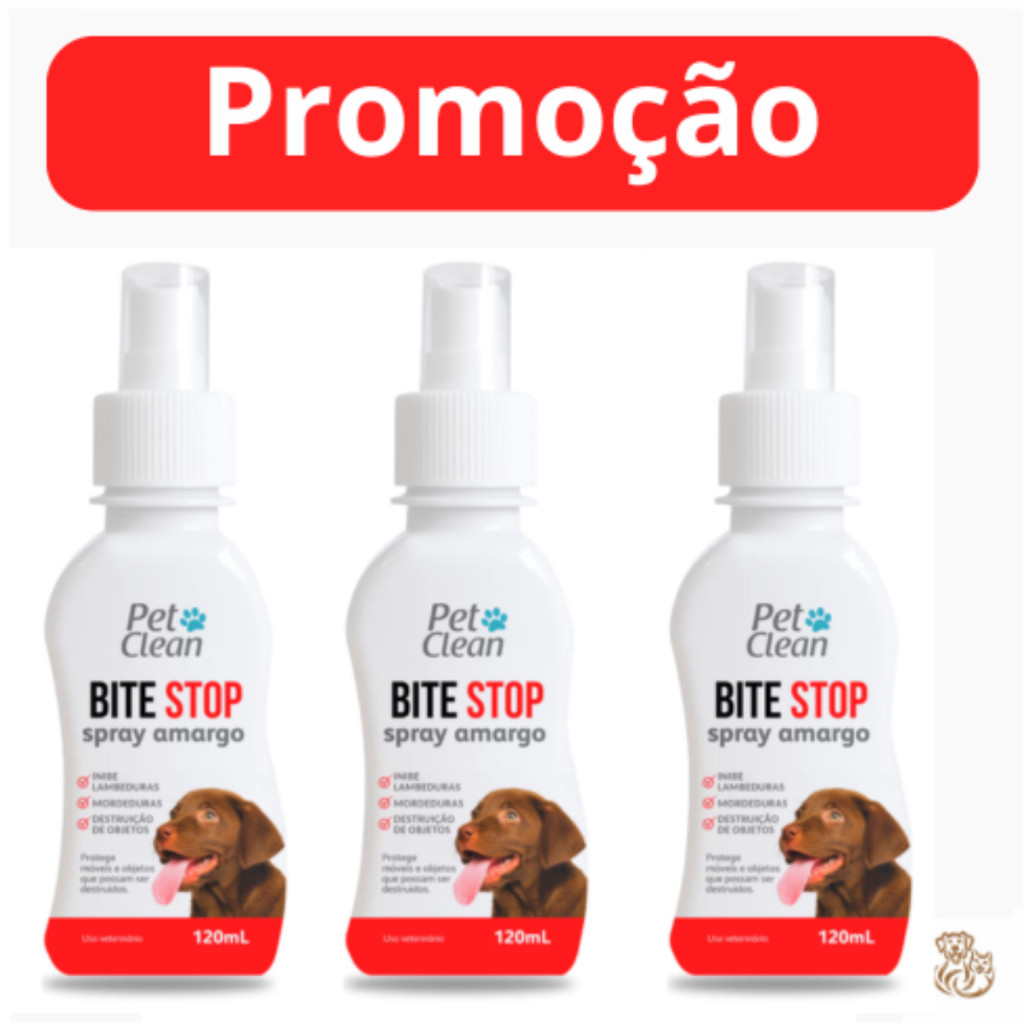 Kit 3 Bite Clean Spray Amargo Adestrador Anti lambida, Mordedura e Destruição de Objetos – 120 ml
