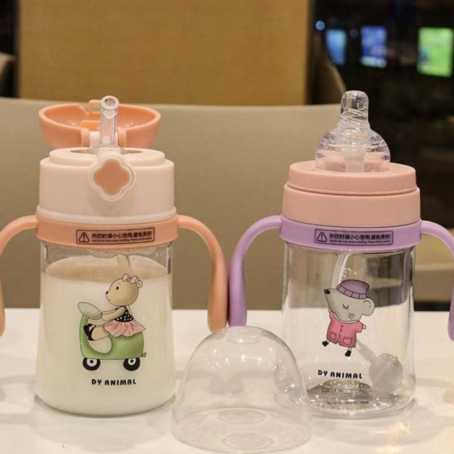 Copo Mamadeira Infantil 240ml 140ml 180 Anti Vazamento Com Canudo e Bico Para Bebê Aprendizagem Garr