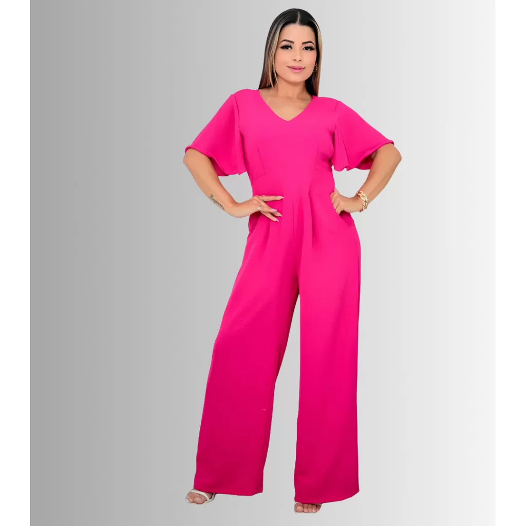 Macacão Feminino Longo Pantalona Duna Adulto Soltinho Premium Social Elegante