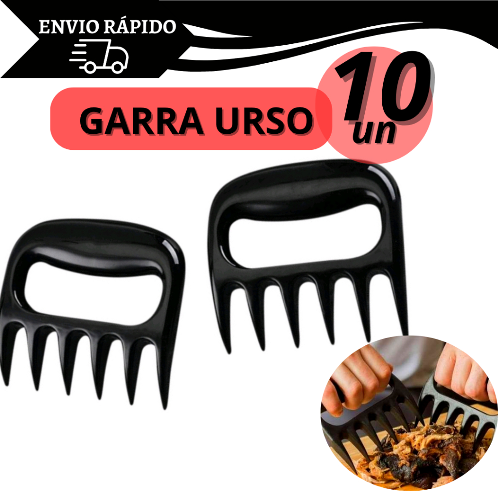 Kit Garra de Urso Desfiar Carne Churrasco Saladas Multiuso 10 unidades