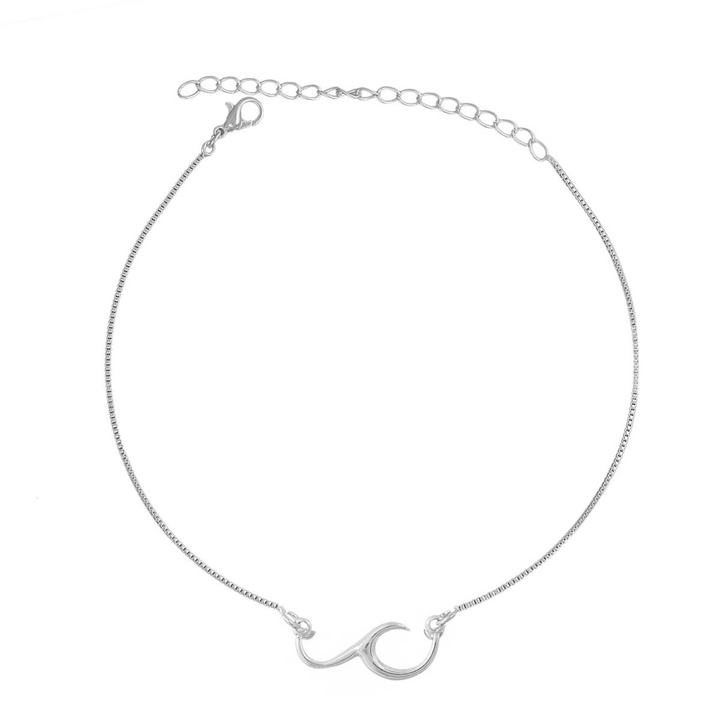 Tornozeleira Onda Folheada Prata 925 Legítima