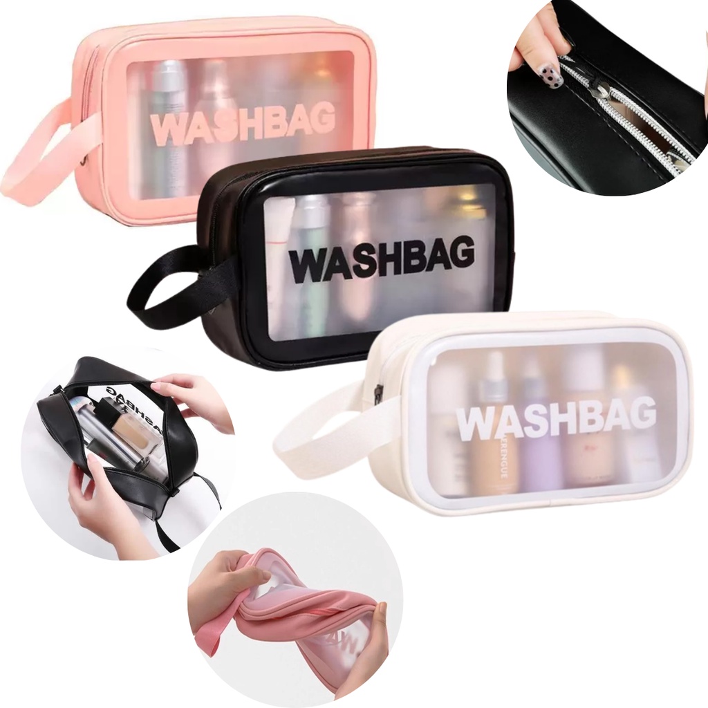 Bolsa Necessaire MÉDIA  Maquiagem Feminina a prova Dagua Mala Transparente para Cosméticos Praia Ver
