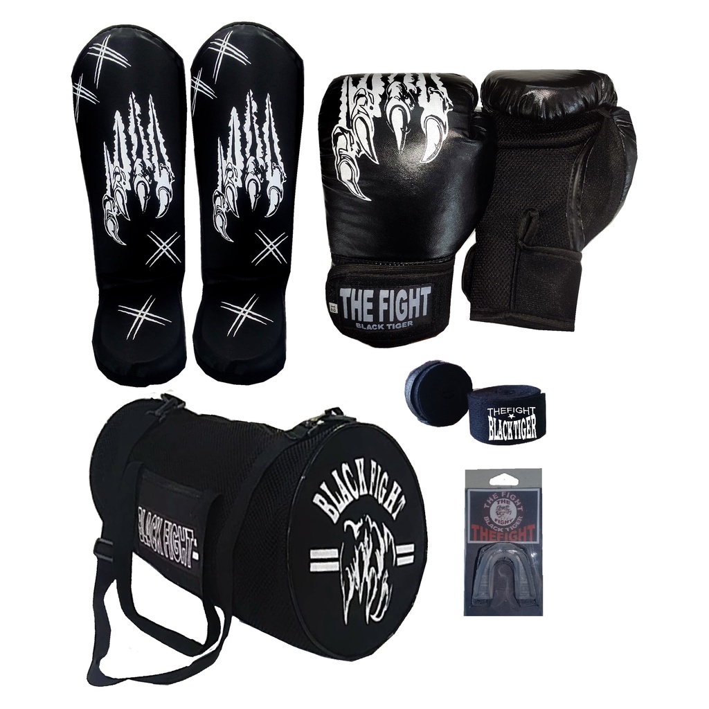 kit,Luva+bandagem+Bucal+Bolsa+caneleira