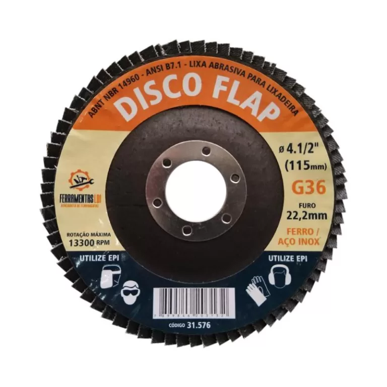 Disco de Lixa Flap Grão 36 4.1/2 Pol. 115x22mm &#