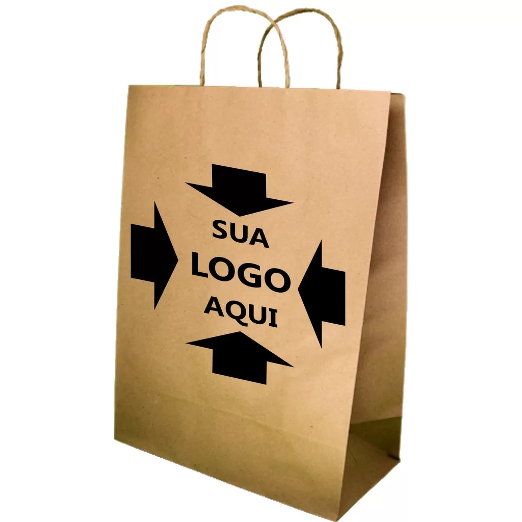 50 sacos Sacolas De Papel craft – kraft 18x25x10 personalizada com sua logo
