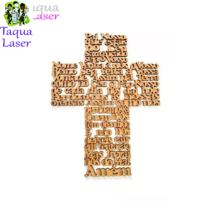 Crucifixo Oração Pai Nosso em MDF cru – Gr