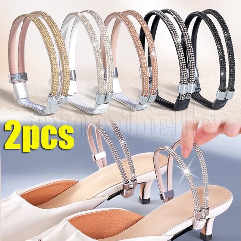 2Pcs Cinto Antiderrapante Ajustável Removível Para Sapatos/Sandálias Femininas De Salto Alto Rhinest