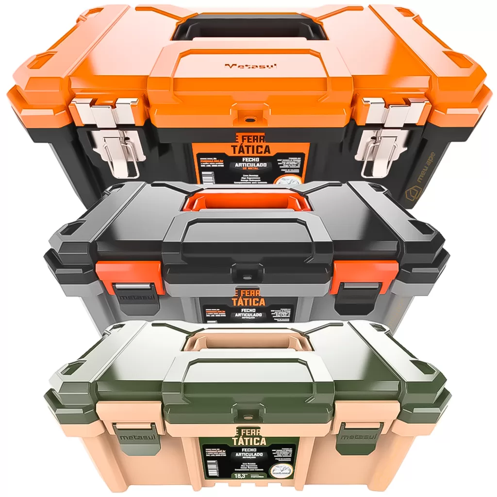 Caixa De Ferramentas Grande Reforçada Maleta Tática Com Fecho Metal 18.3 Pesca Camping Profissional