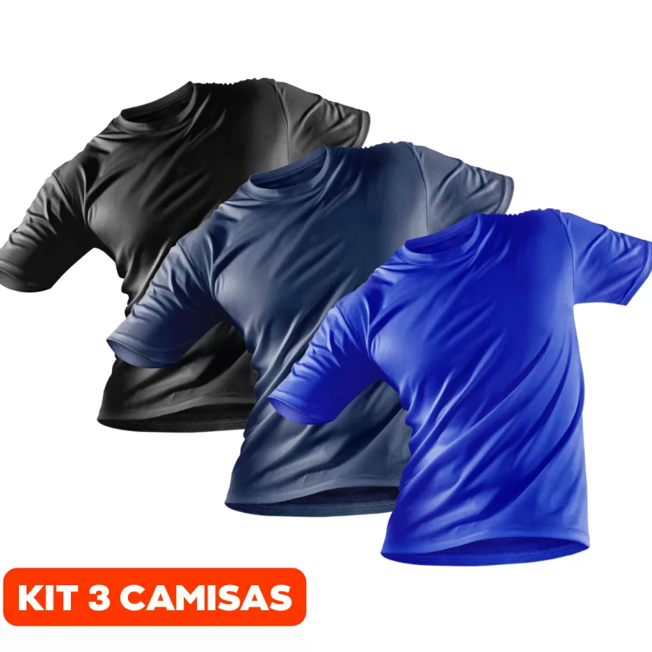 Kit 3 Camisas Camiseta Proteção UV Fitness Academia Masculino Manga Curta Térmica Praia Piscina
