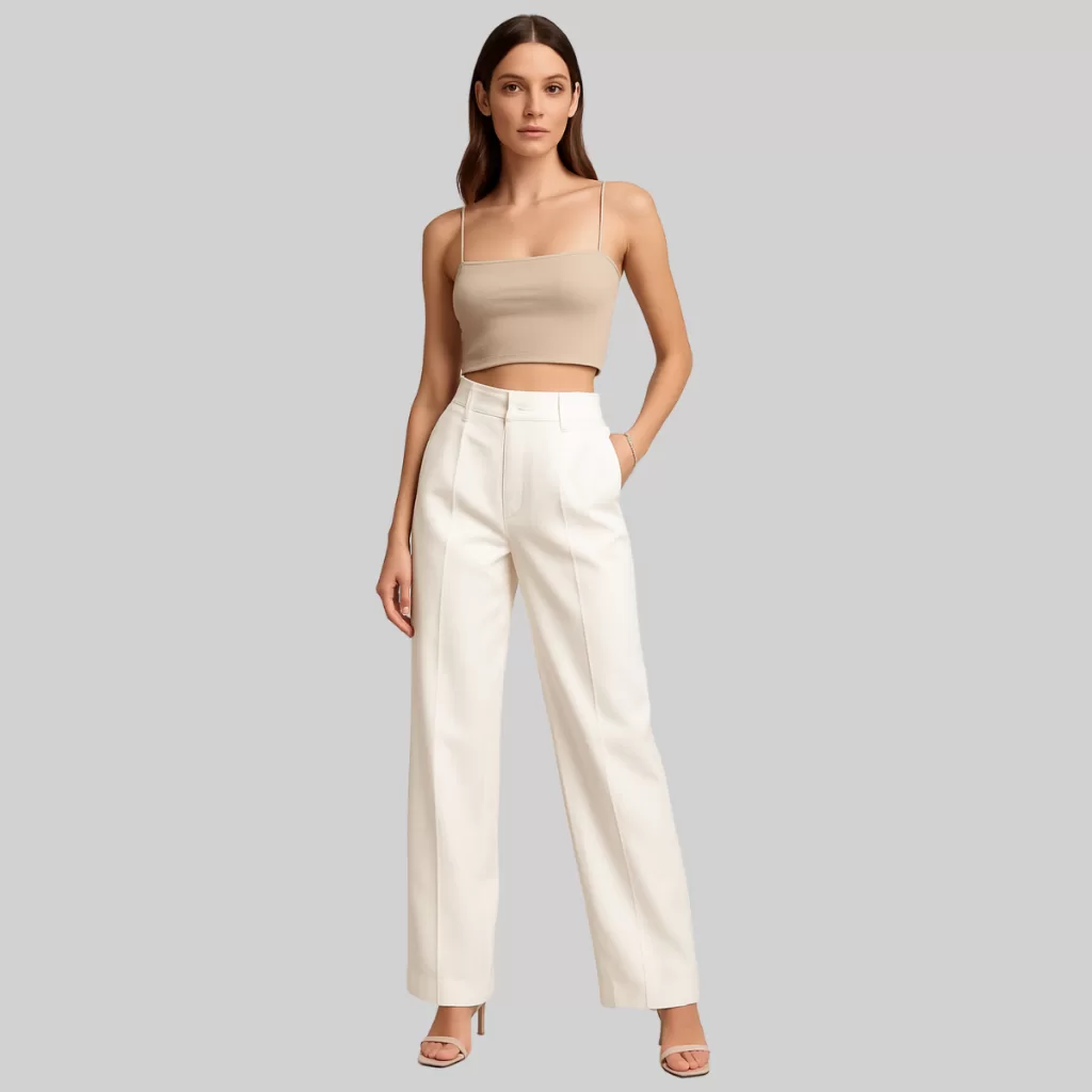 Calça Feminina Com Elástico Tecido Duna Moda Social Soltinha Pantalona Cintura Alta Casual