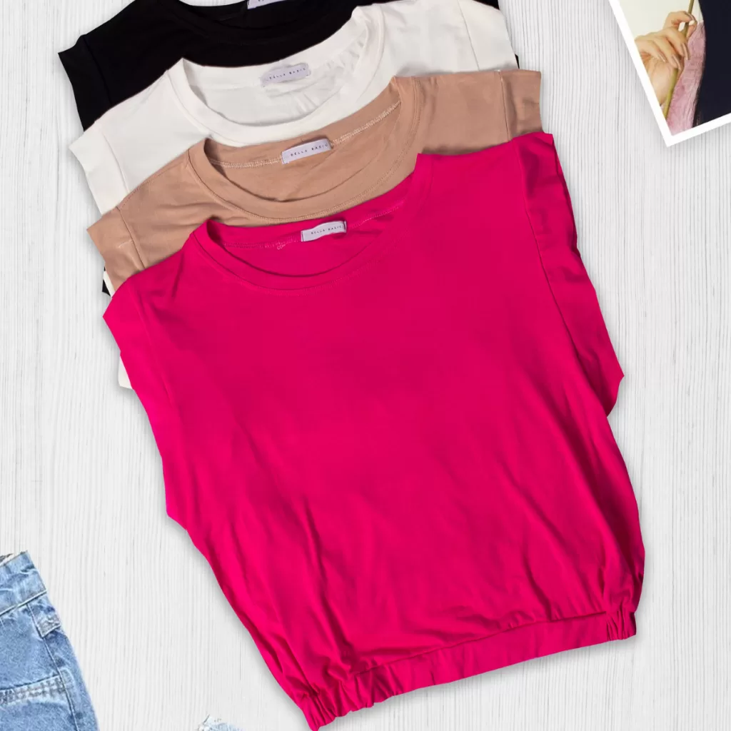 Kit 4 Blusas Femininas Elegante Estilosa Social Dia a Dia Tabalho Elástico na Cintura Viscolycra