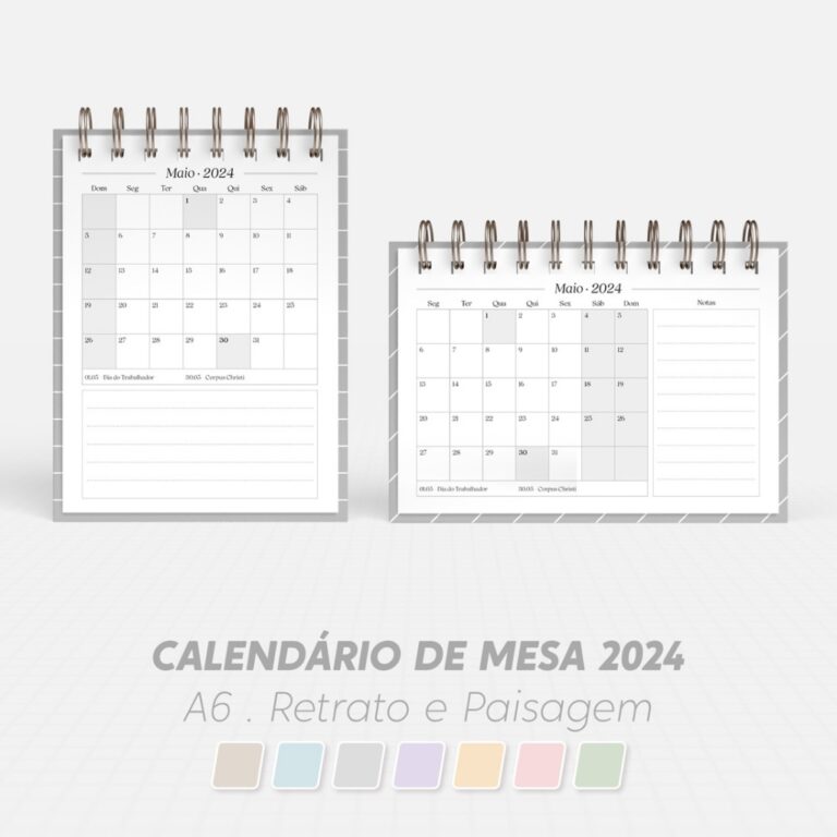 CALENDÁRIO DE MESA 2026- A6 HORIZONTAL PADRÃO &#