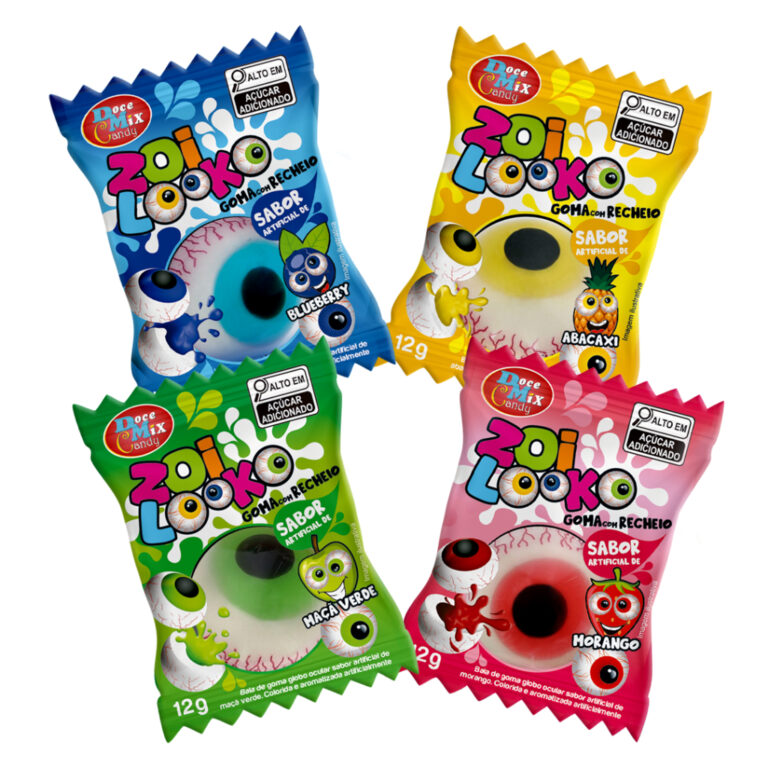 BALA DE GOMA COM RECHEIO ZOI LOOKO 24UN X 12G