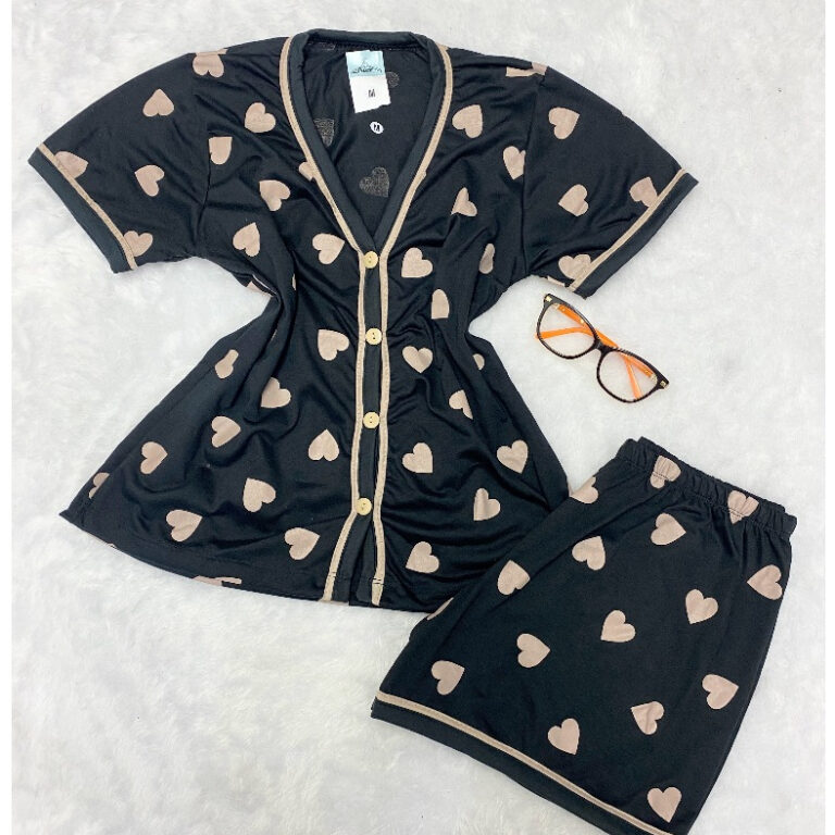 Píjama Americano Feminino Gola V Com Botões Amam
