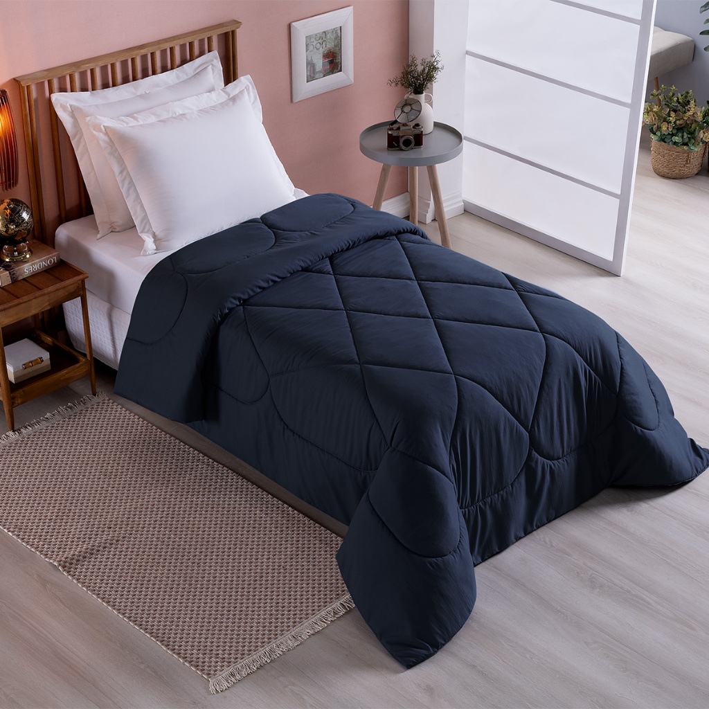 Edredom Cama Solteiro 2,40m x 1,80m Dupla Face Macio Luxo 200 Fios