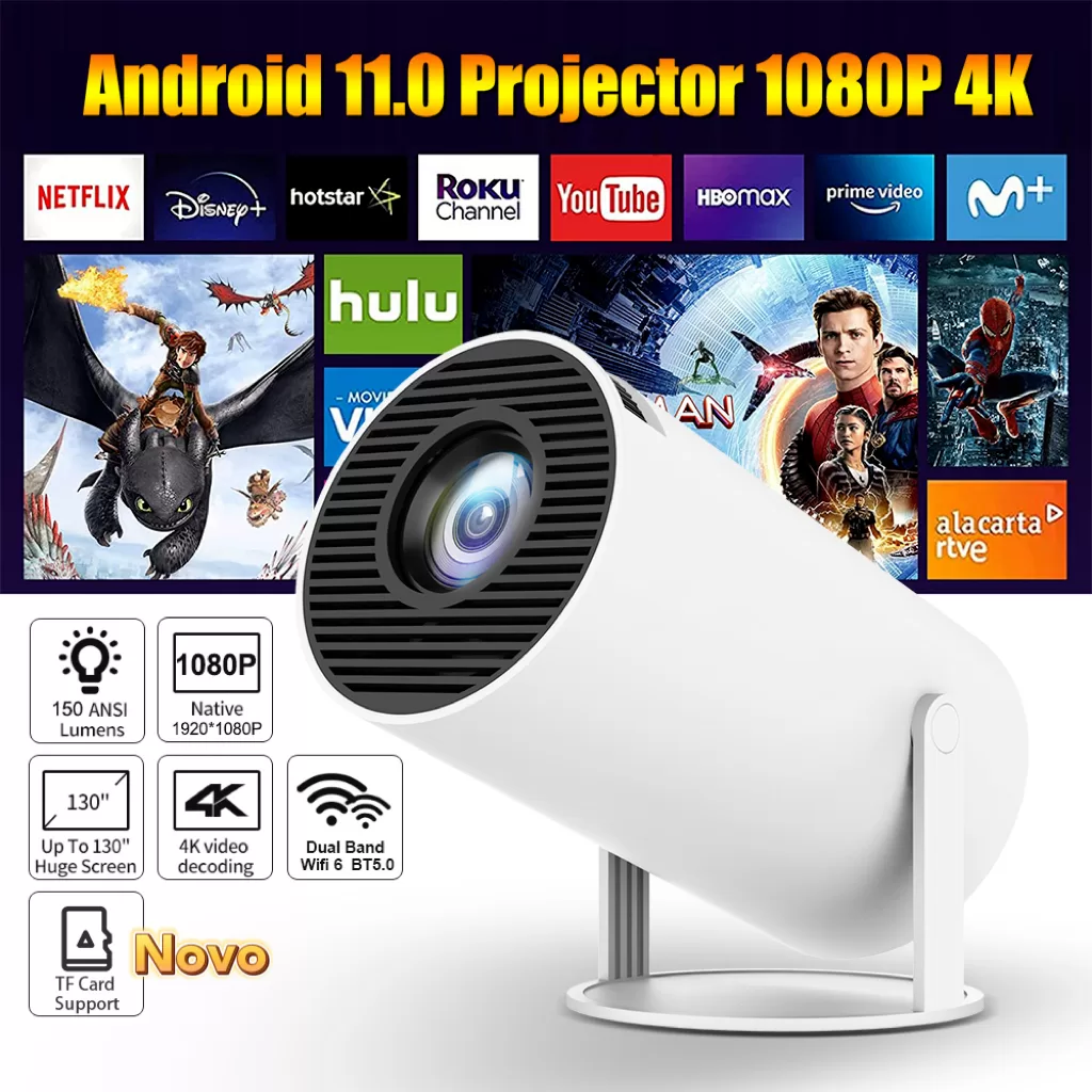 Projetor 4K HD 150 Polegadas Celular, Xbox, PS, Pc, Wifi HY300 Pro Magcubic Envio Imediato
