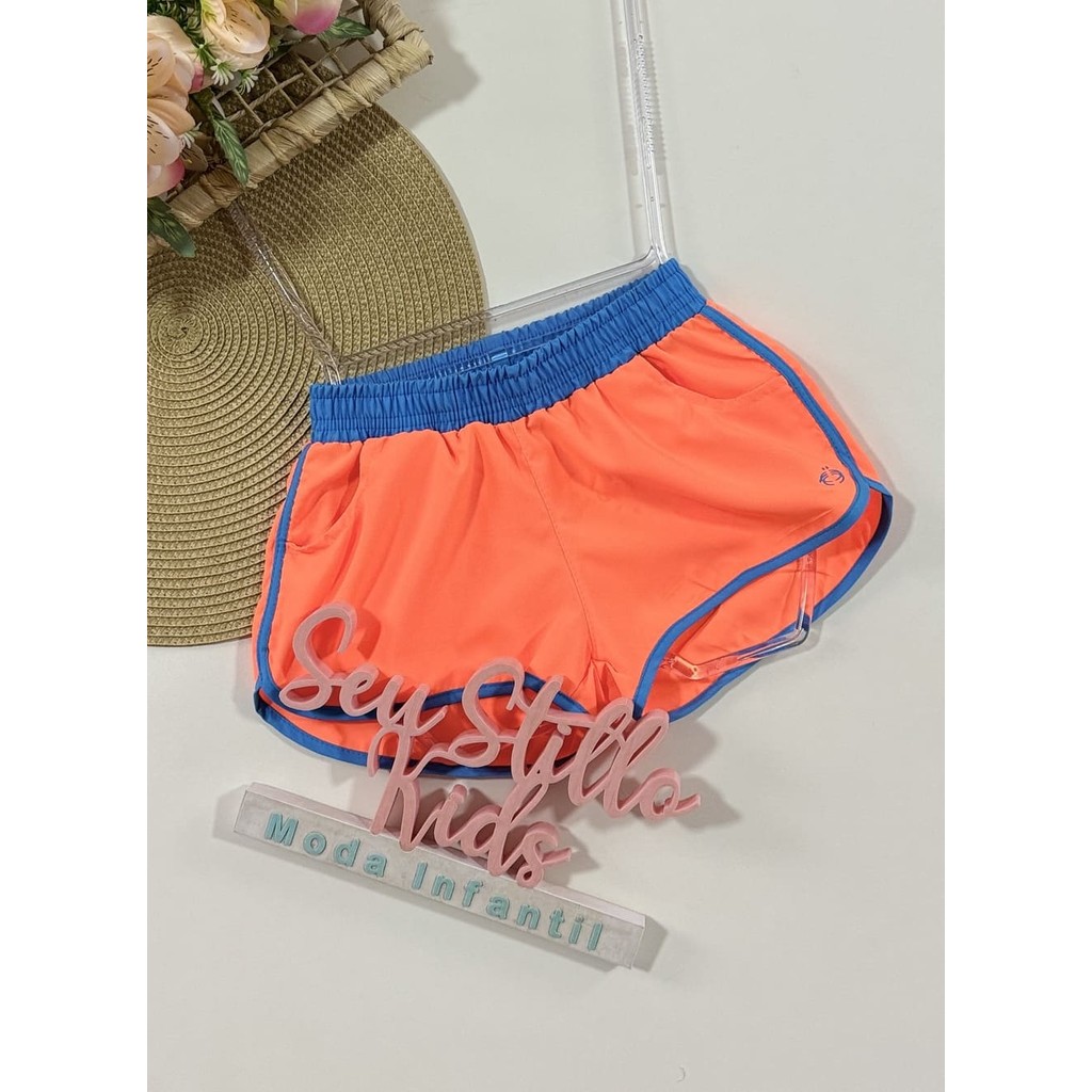 Shorts Infantil Siri Kids Nylon Leticia Laranja Fluor 39063